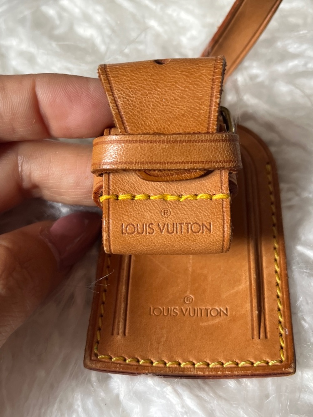 Louis Vuitton Brown Leather Luggage Tag with Strap - Picture 12 of 14